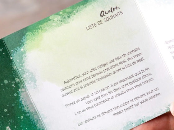 Carte « Liste de souhaits » du calendrier de l’Avent COUPle DE CŒUR Edition 1, ouverte
